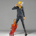 Close-up Vinsmoke Sanji 32cm figure — face sculpt and outfit anime accuracy