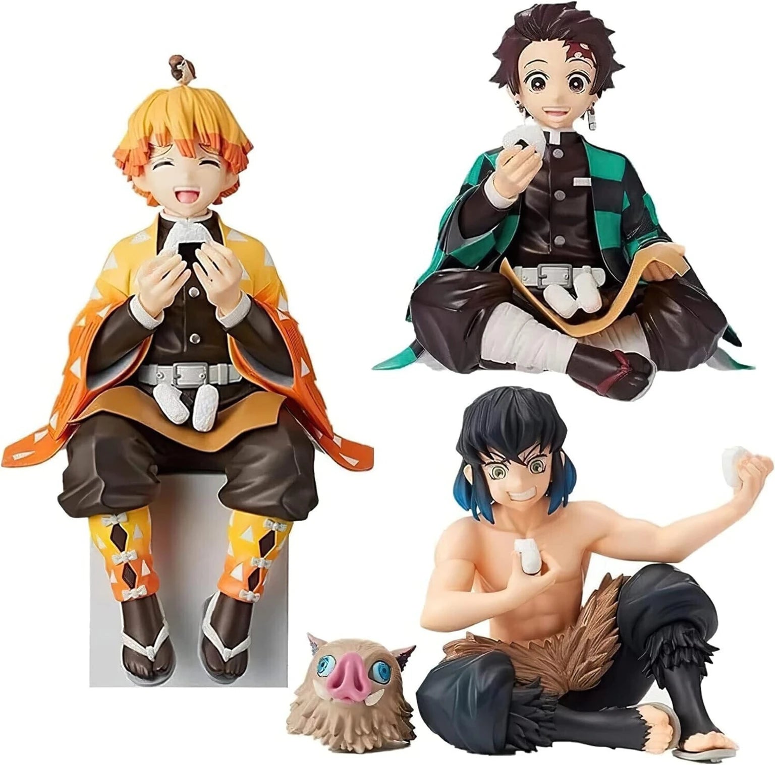 Demon Slayer Zenitsu Agatsuma Perching Sitting Eating Action Figure