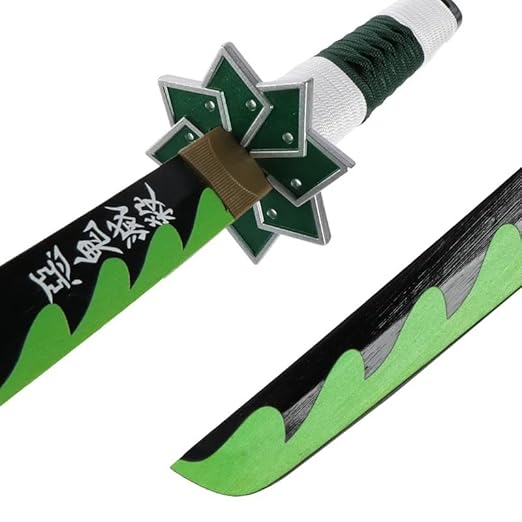 Demon Slayer Shinazugawa Sanemi Katana Wooden Sword/Katana Toy Life Size Nichirin 104CM Bamboo Wood Sanemi Katana Toy Wind Hashira