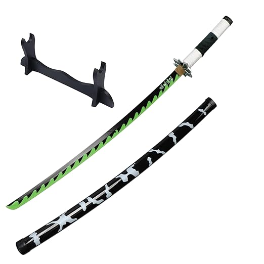 Demon Slayer Shinazugawa Sanemi Katana Wooden Sword/Katana Toy Life Size Nichirin 104CM Bamboo Wood Sanemi Katana Toy Wind Hashira