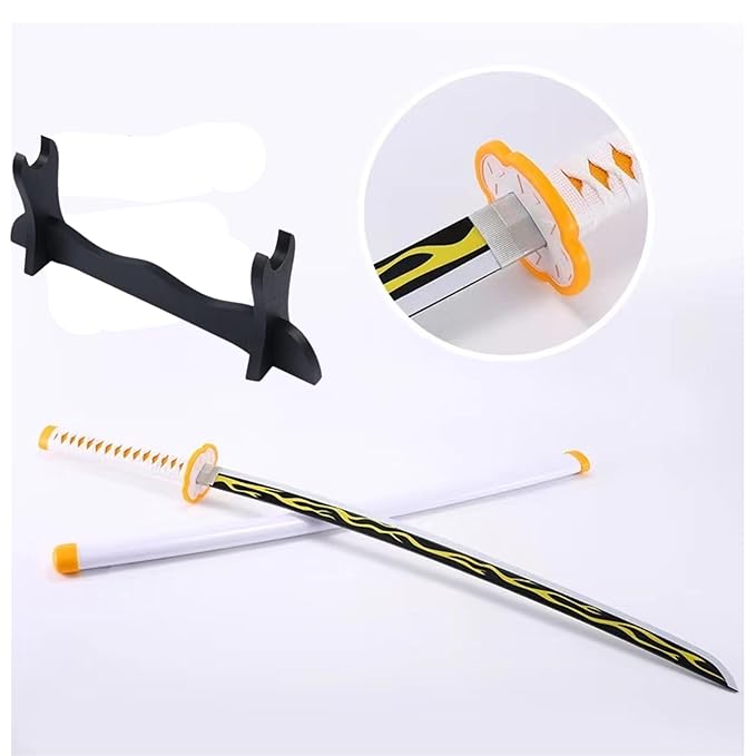 Demon Slayer Zenitsu Katana Wooden Sword Toy Life Size Nichirin 104CM Bamboo Wood