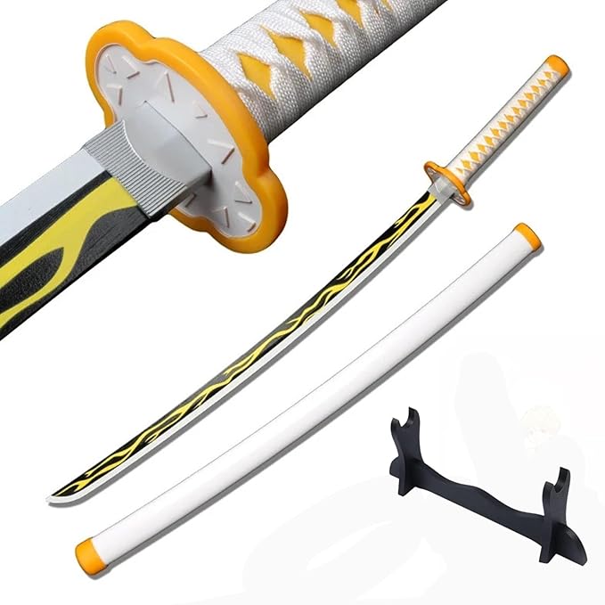 Demon Slayer Zenitsu Katana Wooden Sword Toy Life Size Nichirin 104CM Bamboo Wood