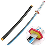 Giyu Tomioka 104cm katana side view hand-painted blade – buy Demon Slayer wooden sword India