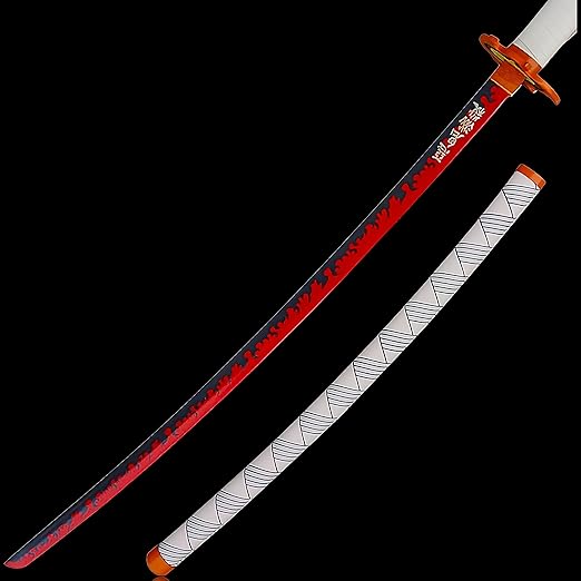 Rengoku Wooden Katana 104cm life-size scale – best Demon Slayer Flame Hashira sword India