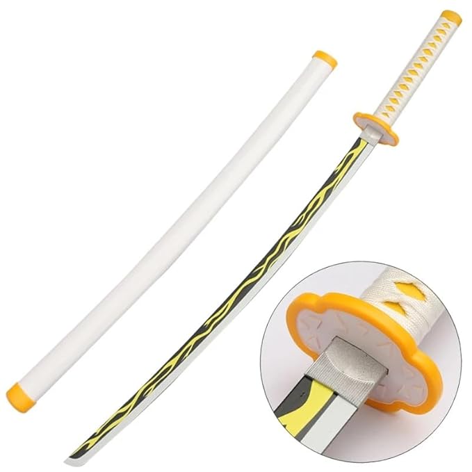 Zenitsu Wooden Katana 104cm – Demon Slayer Agatsuma Zenitsu Thunder Breathing Nichirin Sword India – Luffypaglu