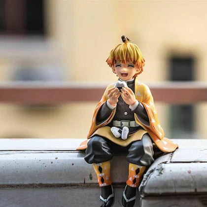 Demon Slayer Zenitsu Agatsuma Perching Sitting Eating Action Figure